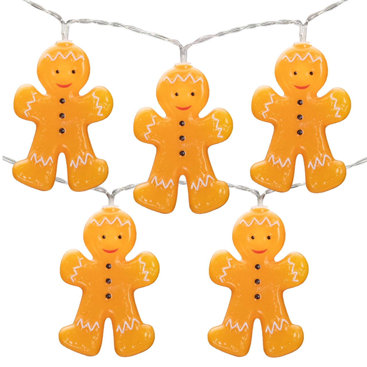 Northlight 10-Count LED Orange Gingerbread Men Christmas Fairy Lights, 4ft, Copper Wire